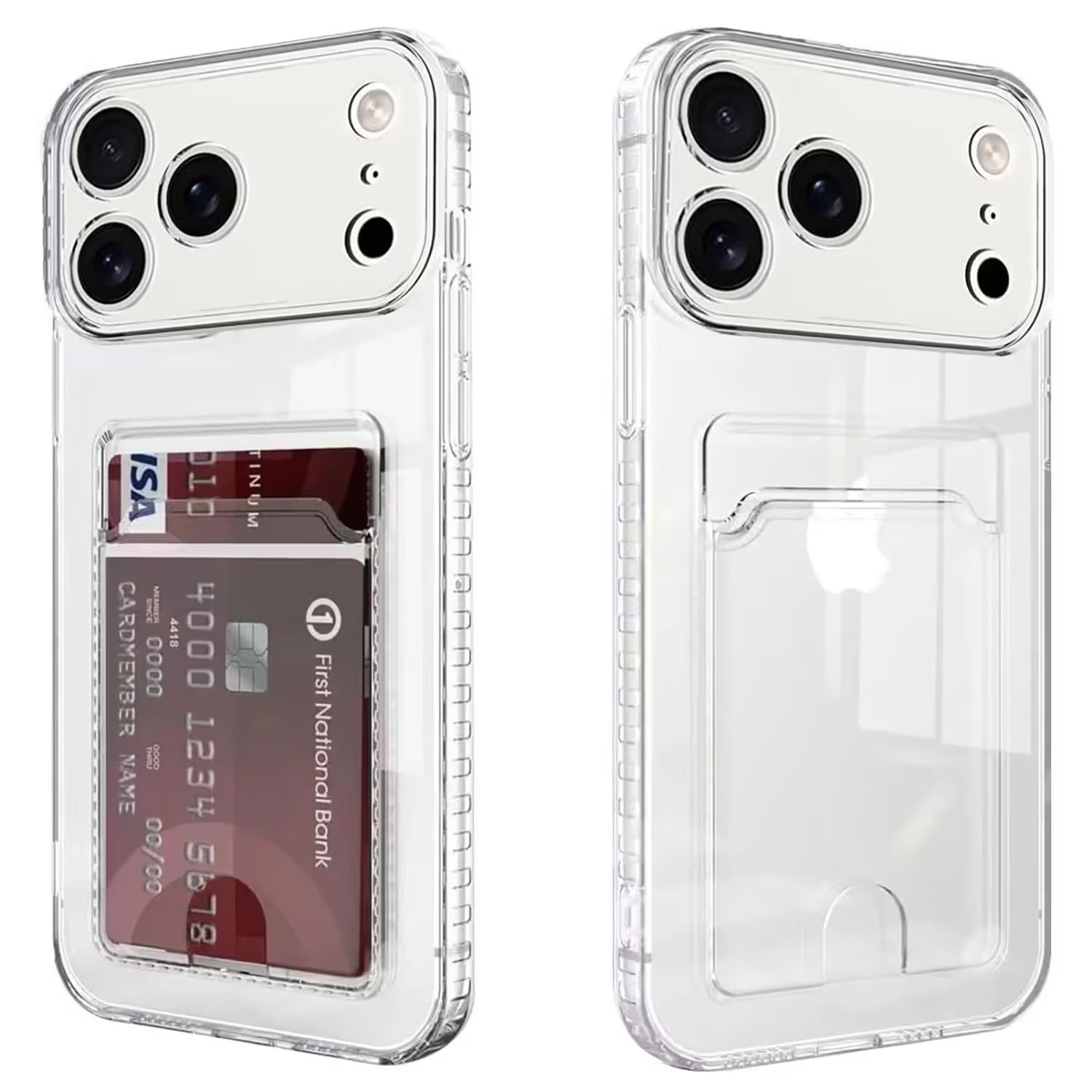 iPhone 18 Pro Stöttåligt Skal med Kortfack-Transparent