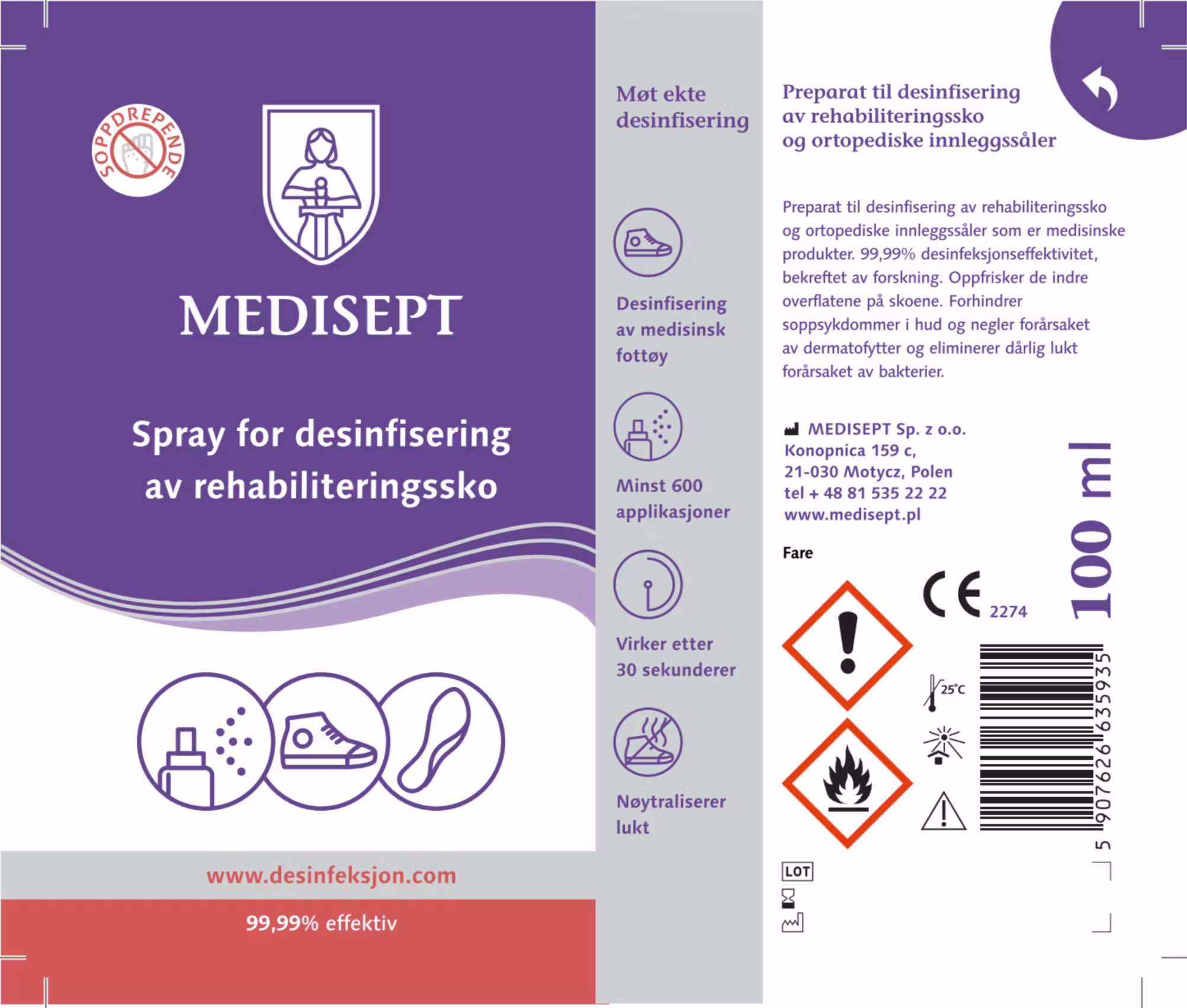 Supertilbud  - 6 stk. eliminerer lukt, bakterier og sopp.  Polsk etikett m/ Norsk klistremerke. Les mer