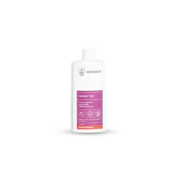Velodes® Gel - Kirurgisk hånd desinfisering, eliminerer blant annet Noro virus,  etterlater ikke klissete rester på huden, tørker ikke ut huden. Les mer