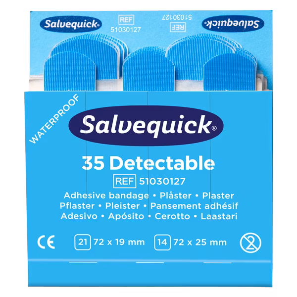 Plastplåster blue detectable, 35 st/refill , 6 refiller/ask