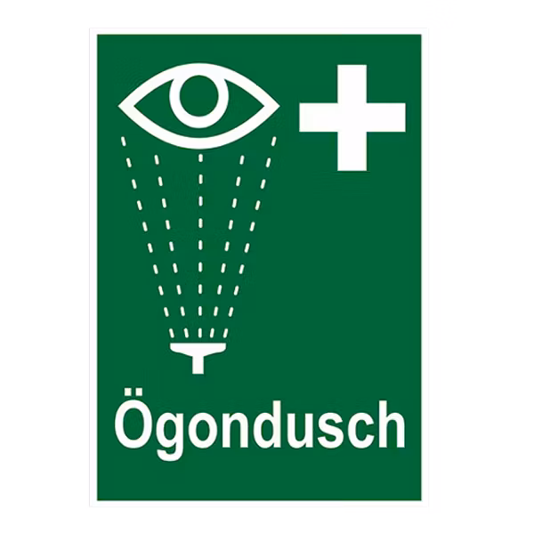Skylt Ögondusch, i plast