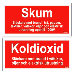 Tilläggsskylt skum/koldioxid