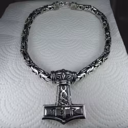 Kejsarlänk 10 mm, med Tors Hammare. Set. Handsmide. 92,5 Sterling silver.