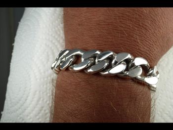 Figarolänk armband 15 mm i 100% solid Sterling Silver. Handsmide.