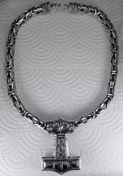 Kejsarlänk 10 mm, med Tors Hammare. Set. Handsmide. 92,5 Sterling silver.