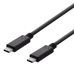 Deltaco USB 2.0 USB-C - USB-C ladekabel, 3A, 3m, svart