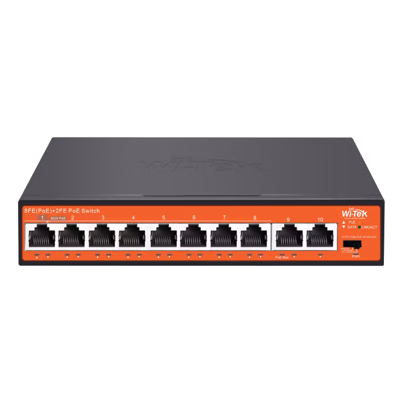 DEMO - Wi-Tek 120W PoE switch for overvåkningskamera, 8 kanaler