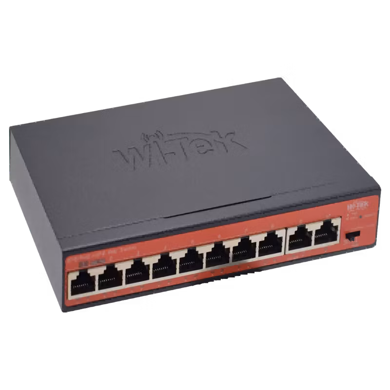 DEMO - Wi-Tek 120W PoE switch for overvåkningskamera, 8 kanaler