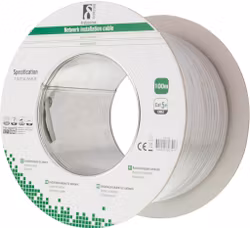 Deltaco UTP installasjonskabel Cat5e 100m rull, 100MHz, Delta-sertifisert, grå