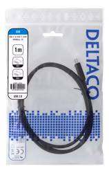 Deltaco USB 2.0 USB-C - USB-C ladekabel, 3A, 1m, svart