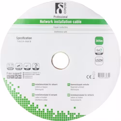 Deltaco S/FTP Cat7 installasjonskabel, 305m tromme, 600MHz, Delta-sertifisert, LSZH, hvit