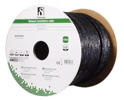Deltaco S/FTP Cat6a installation cable, for outdoor use, 100m roll, 250MHz, Delta-certified, black