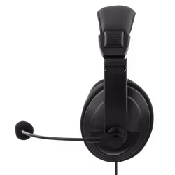 Deltaco Headset, lukkete, 32 Ohm, volumkontroll på kabelen, 3,5mm, 2m kabel, svart