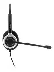 Deltaco Office USB stereo headset, Teams and Webex compatible, volume control, noise reducing mic, black