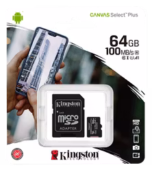 Kingston Canvas Select Plus MicroSDXC, 64GB, Class 10 UHS-I, incl. adapter, black