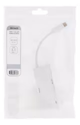 Deltaco USB-C hub, 1x HDMI 4K at 30Hz, 3x USB-A 3.1, white