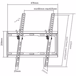 Deltaco Veggfeste for TV/skjerm, 32"-55", max 35 kg, VESA 75x75 til 400x400mm, tiltbart 14°, hvit