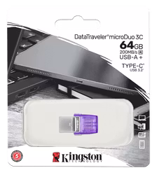Kingston DataTraveler microDuo 3C USB Memory, 64GB, purple/silver