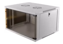 Deltaco 19" skap, 6U, 540x450mm, stående eller veggmontering, glassdør, hvit