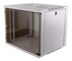 Deltaco 19" skap, 9U, 540x450mm, stående eller veggmontering, glassdør, hvit