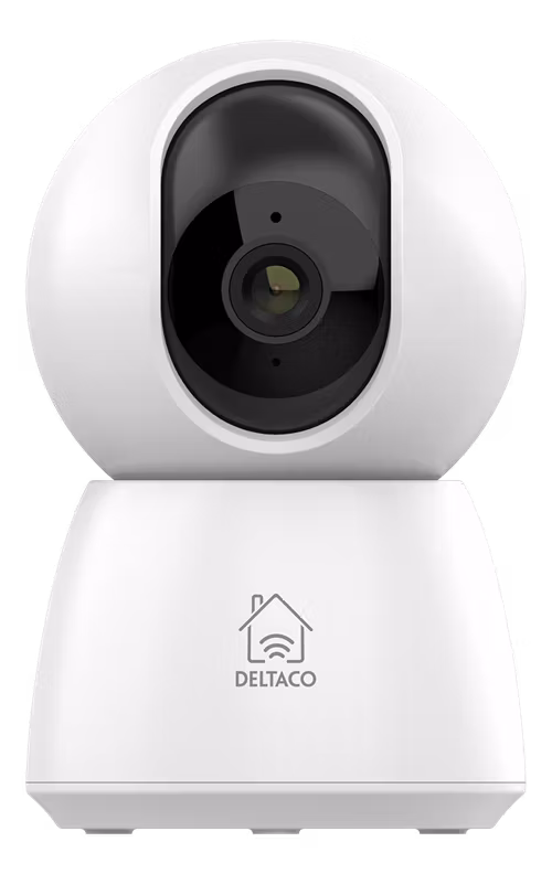 Deltaco Smart Home WiFi-kamera, 1080p, motorisert panorering og tilt, 2-veis lyd, 2MP, IR-nattsyn, ONVIF, hvit