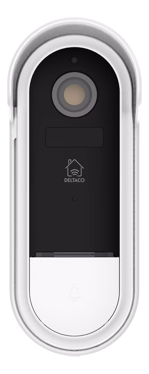 Deltaco Smart Home WiFi dørklokke med kamera, 1080p, IP65 værbestandig, hvit/svart