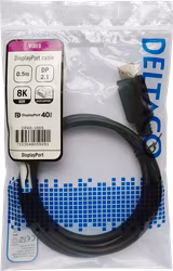 Deltaco DisplayPort cable, DP 2.1, DP40, 0,5m
