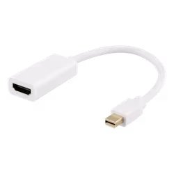 Deltaco Mini DisplayPort til HDMI adapter, 4K 60Hz, 0,2m, hvit