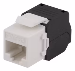 Deltaco Cat6A Keystone jack, toolless clamp termination, plastic, white