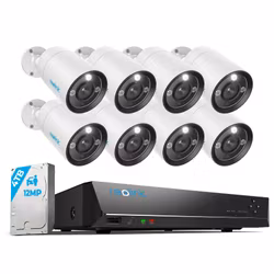 Reolink RLK16-1200B8-A Kamerapakke, 8 stk. 12MP bullet kameraer og opptaker med 4TB disk