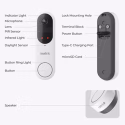 Reolink Smart Kamera Ringeklokke WiFi (Batteri) Hvit