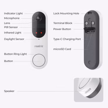 Reolink Smart Kamera Ringeklokke WiFi (Batteri) Hvit