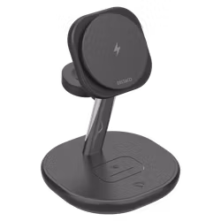 Deltaco 3-i-1 magnetisk trådløst ladestativ, iPhone/TWS/Watch, LED-lys