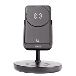 Deltaco 3-i-1 magnetisk trådløs lader, avtakbar powerbank, iPhone/Apple watch/ørepropper