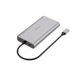 Deltaco USB-C dockingstasjon HDMI/VGA/RJ45/2x USB-A/SD/USB-C PD 3.0, grå