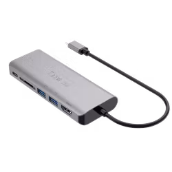 Deltaco USB-C dockingstasjon HDMI/RJ45/2x USB-A/SD/USB-C, grå