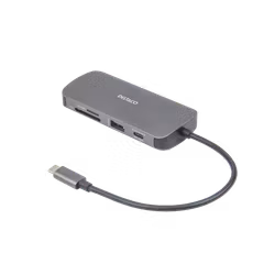 Deltaco USB-C dockningsstasjon HDMI/RJ45/3x USB-A/SD/microSD/USB-C, grå