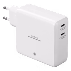 Deltaco USB-C-vegglader med innebygd powerbank og GaN-teknologi, 9600 mAh, hvit