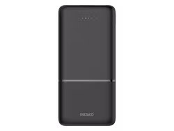 Deltaco Powerbank med hurtiglading og 3 porter, 2 x USB-A 18W, 1 x USB-C 20W PD, 10 000 mAh, svart