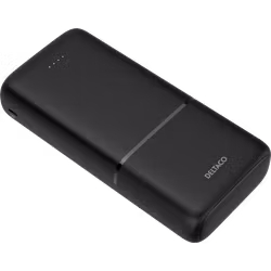 Deltaco Powerbank med hurtiglading og 3 porter, 2 x USB-A 18W, 1 x USB-C 20W PD, 20 000 mAh, svart