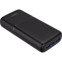 Deltaco Powerbank med hurtiglading og 3 porter, 2 x USB-A 18W, 1 x USB-C 20W PD, 20 000 mAh, svart