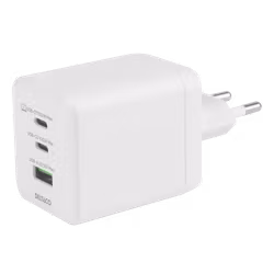 Deltaco USB GaN vegglader 100 W, 1x USB-A, 2x USB-C, PPS, hvit