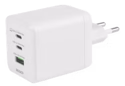 Deltaco USB GaN vegglader 100 W, 1x USB-A, 2x USB-C, PPS, hvit