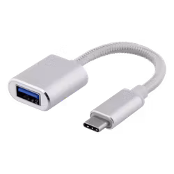 Deltaco USB-C 3.1 Gen 1 til USB-A OTG adapter, aluminium, sølv