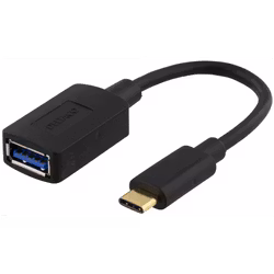 Deltaco USB-adapter, USB 3.1 type C han - type A hun, Gen 1, svart