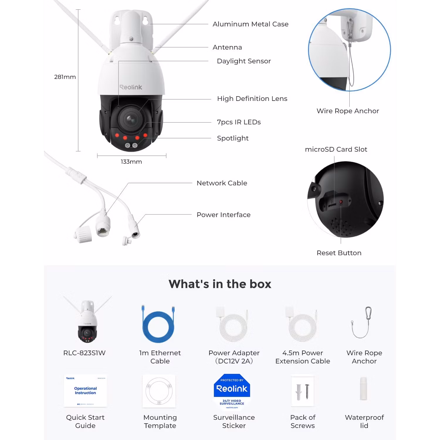 Reolink W840 RLC-823S1W 4K WiFi 6 360° PTZ 5x Zoom