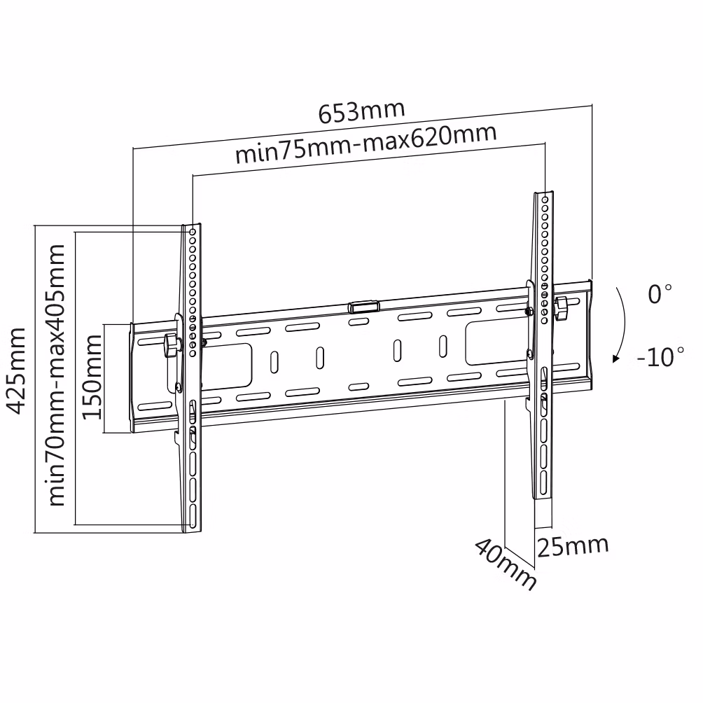 Deltaco Heavy-duty wall mount for monitor/tv, 37"-70", tilt, max 50 kg, VESA, black