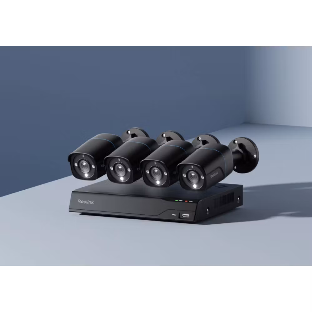 Reolink Kamerapakke, 4 stk. 4K bullet kameraer og opptaker med 2TB disk (svart)