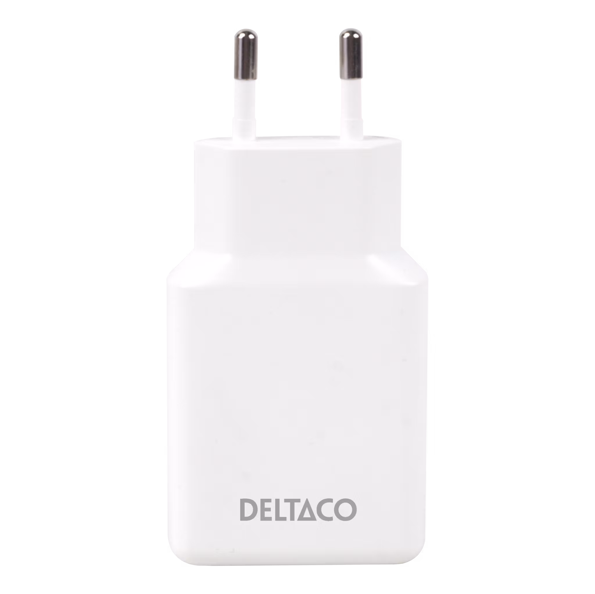 Deltaco USB-C vegglader 45 W, 2x USB-C PD, slank størrelse, støtter PPS
