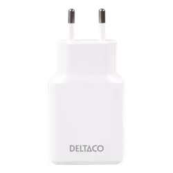 Deltaco USB-C vegglader 45 W, 2x USB-C PD, slank størrelse, støtter PPS